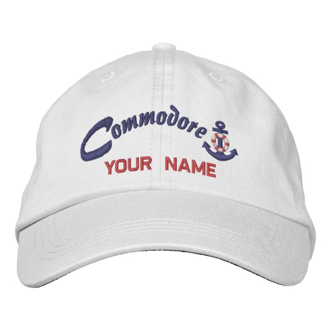 Casquette Brodée Personalized Commodore Lifesaver Anchor Your Name (Devant)