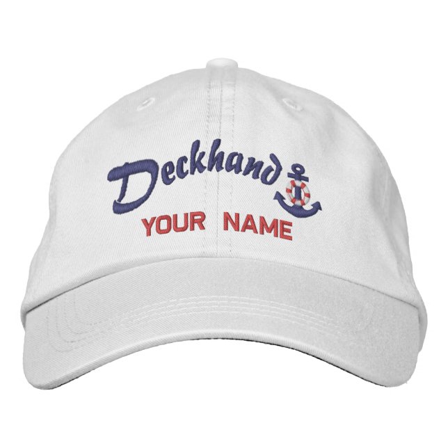 Casquette Brodée Personalized Deckhand Lifesaver Anchor Your Name (Devant)