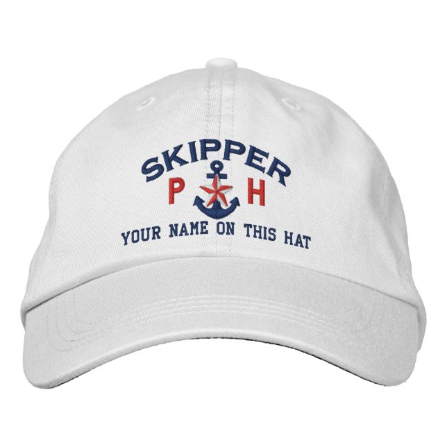 Casquette Brodée Personalized Initials Text Skipper Star Anchor (Devant)