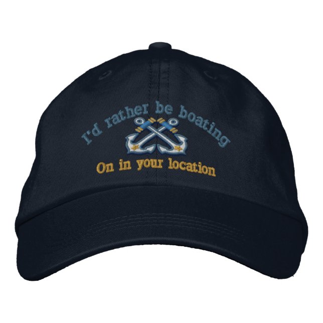 Casquette Brodée Personnalisé Nautical Je préférerais faire du bate (Devant)
