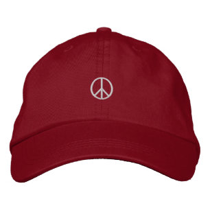 Casquette Brodée Petit Symbole de Paix Blanc Rouge