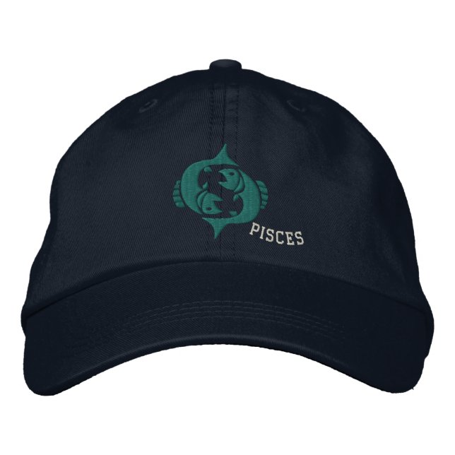 Casquette Brodée Poissons zodiaque signe broderie 19 février - 20 (Devant)
