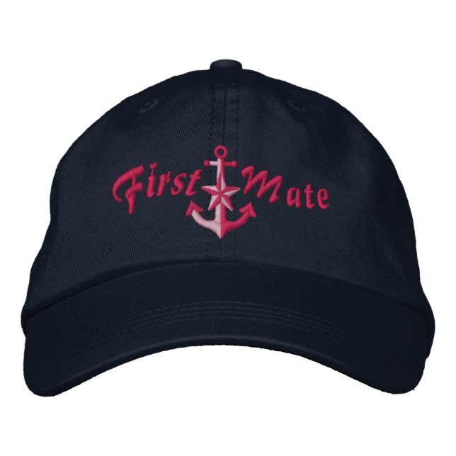 Casquette Brodée Première Mate Nautical Star Ancre Fuchsia (Devant)