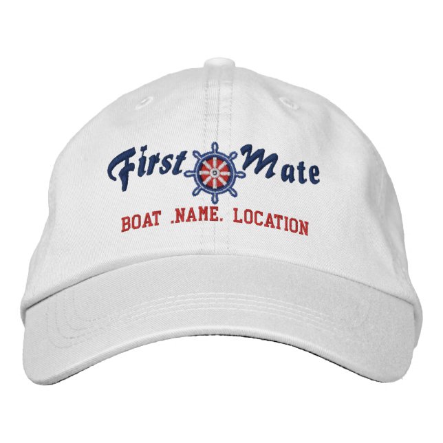 Casquette Brodée PREMIÈRE roue personnalisable Nom du bateau Votre  (Devant)