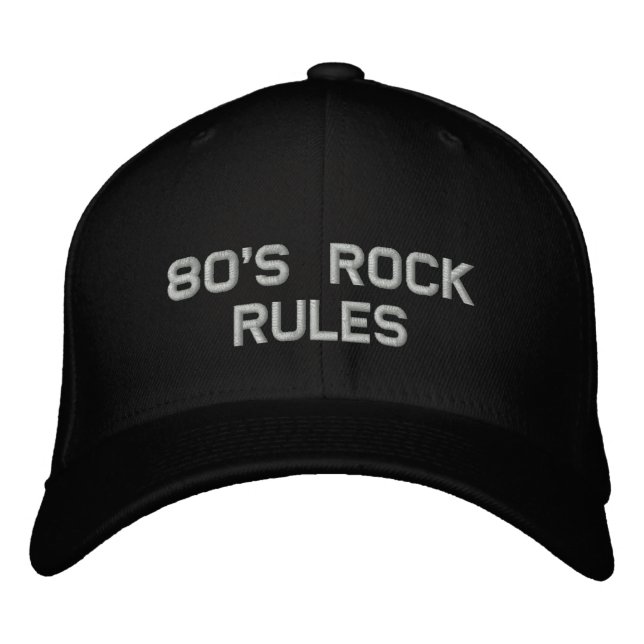 Casquette Brodée Rock Rules Casquette-2 des années 80 (Devant)