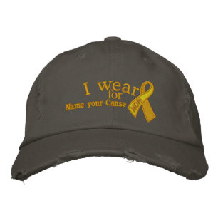 Casquette Brodée Ruban d'espoir jaune personnalisé Votre texte