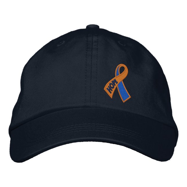 Casquette Brodée Sensibilisation au ruban orange Blue Hope (Devant)