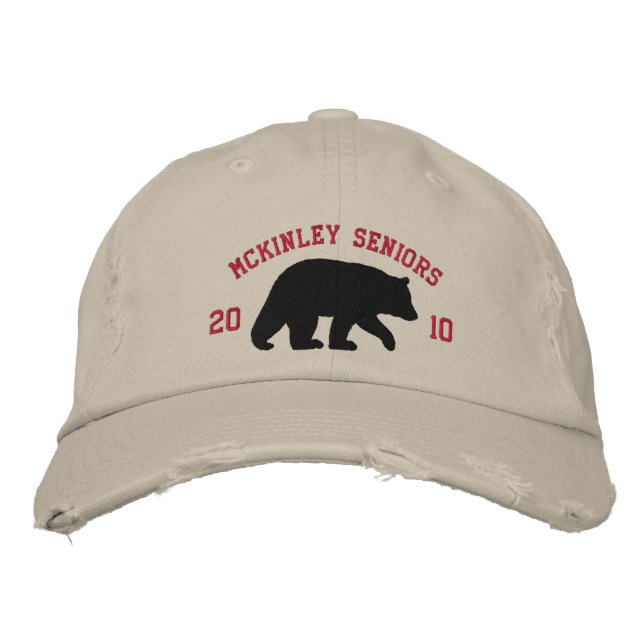 Casquette Brodée Silhouette d'ours noir avec texte personnalisable (Devant)