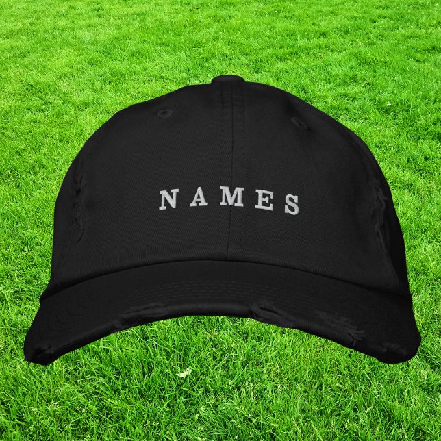Casquette Brodée Simple Minimal Black Custom Ajouter Votre Nom Élég (Créateur téléchargé)