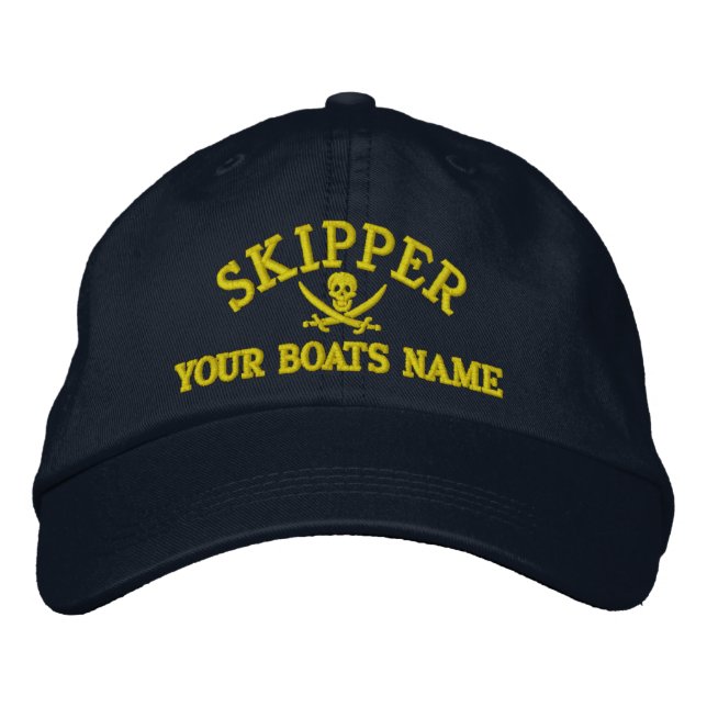 Casquette Brodée Skipper de pirate personnalisé (Devant)