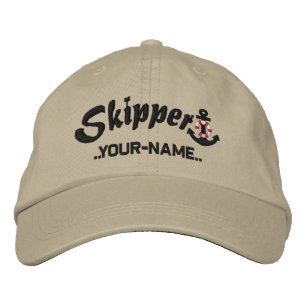Casquette Brodée Skipper Personnaliser votre nom Ancre noire