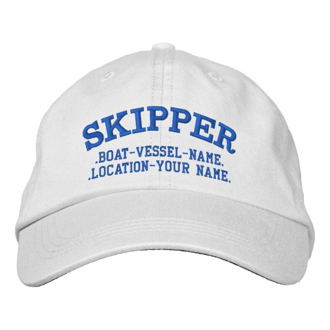 Casquette Brodée SKIPPER Personnalisez-le ! Nom du bateau Votre nom (Devant)