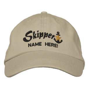 Casquette Brodée Skipper Personnalisez Votre Nom Gold Star Ancre