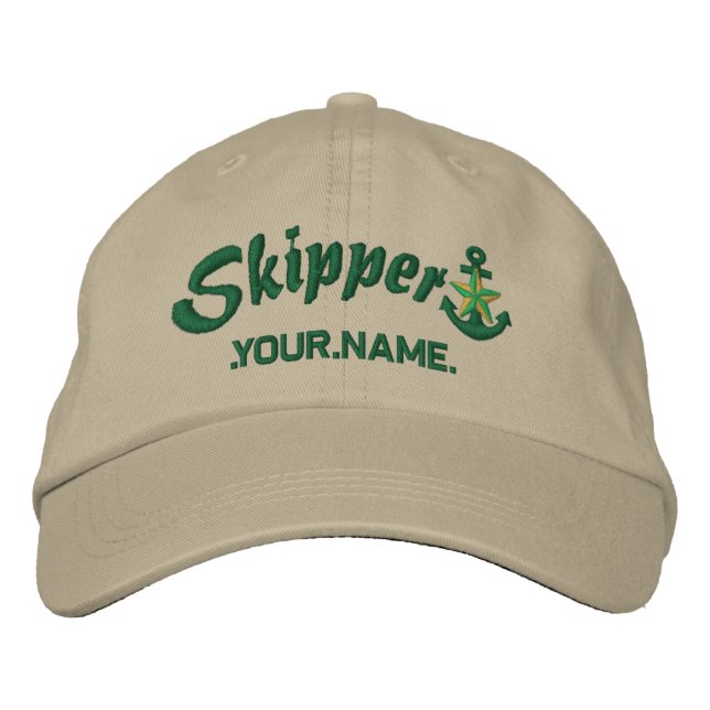 Casquette Brodée Skipper votre Ancre nommée d'étoile (Devant)