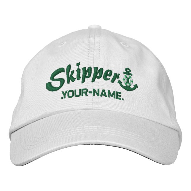 Casquette Brodée Skipper Votre Nom Lifesaver Ancre (Devant)