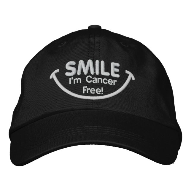 Casquette Brodée Smile I'm Cancer Free White (Devant)
