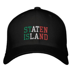 Casquette Brodée STATEN ISLAND (devant) NYC (arrière) Vert Blanc Ro