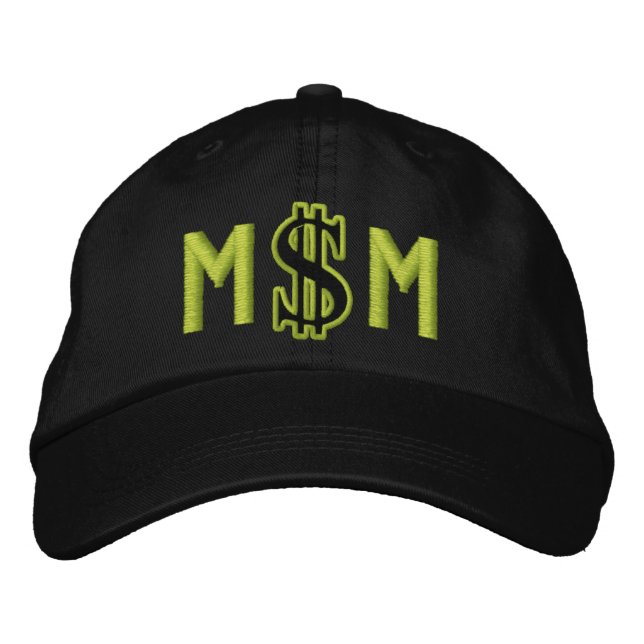 Casquette Brodée Symbole Monogramme personnalisé en dollars (Devant)