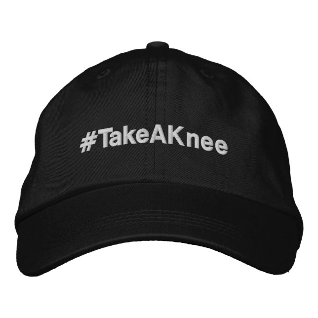 Casquette Brodée #TakeAKnee, texte blanc sur la manifestation polit (Devant)