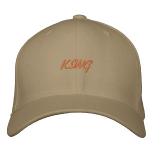 Casquette Brodée Texte de roi de couleur kaki avec laine Flexfit de