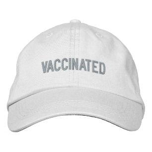 Casquette Brodée Texte personnalisé gris clair et vacciné minimalis