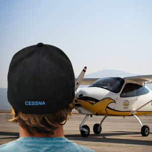Casquette Brodée Typographie simple moderne Cessna bleu d'anniversa