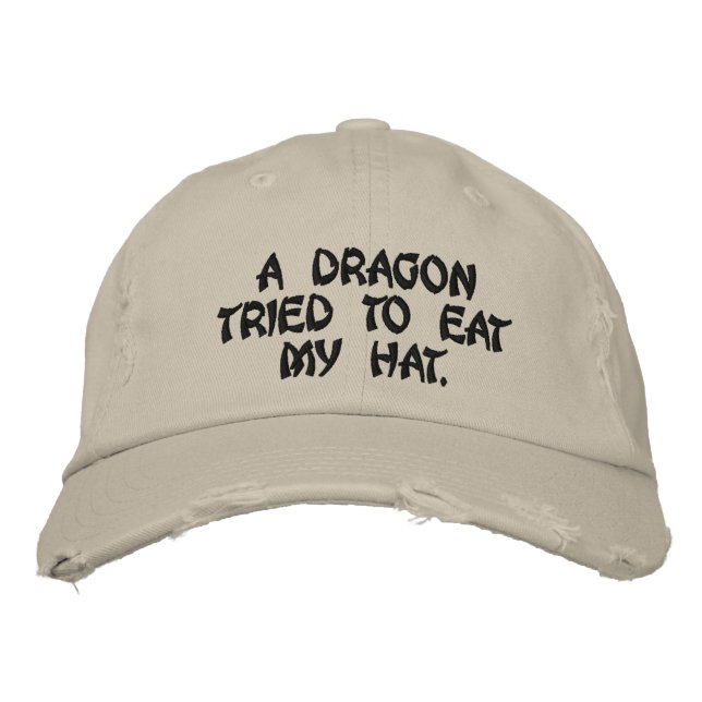 Casquette Brodée Un dragon a essayé de manger mon casquette. (Devant)