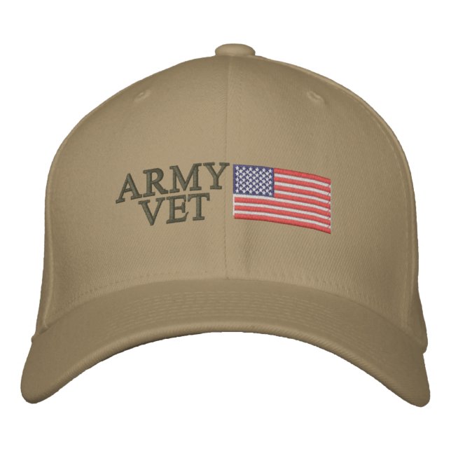 Casquette Brodée Un vétéran de l'armée avec drapeau américain (Devant)