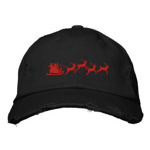 Casquette Brodée Vacances Père Noël Sleigh Ride Scène Broderie