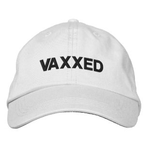Casquette Brodée Vaxxed, Vacciné, bleu marine et blanc