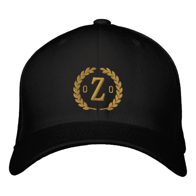 Casquette Brodée Votre Broderie Monogramme 3 Lettres et Laurels (Devant)