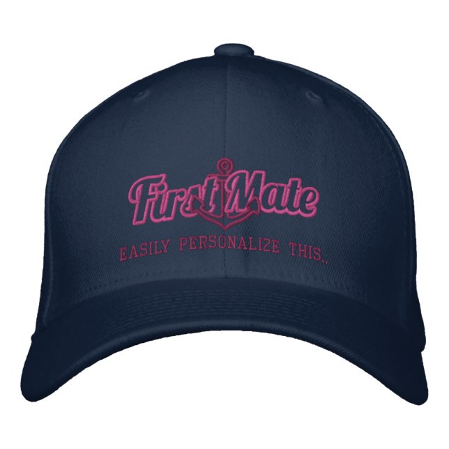 Casquette Brodée Votre nom Première Ancre nautique Mate Broderie (Devant)