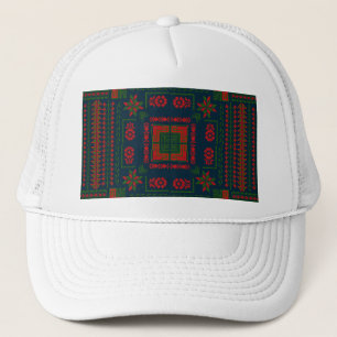 Casquette Broderie palestinienne Tatreez rouge vert 5 Motif