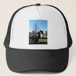 Casquette Brown &blanc, Cheval Peint, ciel bleu vif