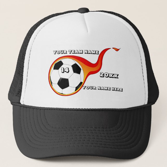 Casquette Brûler balle de football flamme (Devant)