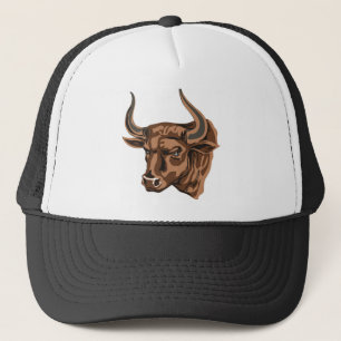 Casquette buffle brun avec de grandes cornes