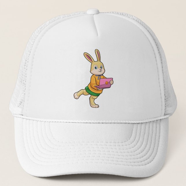 Casquette Bunny comme secrétaire avec ordinateur portable (Devant)