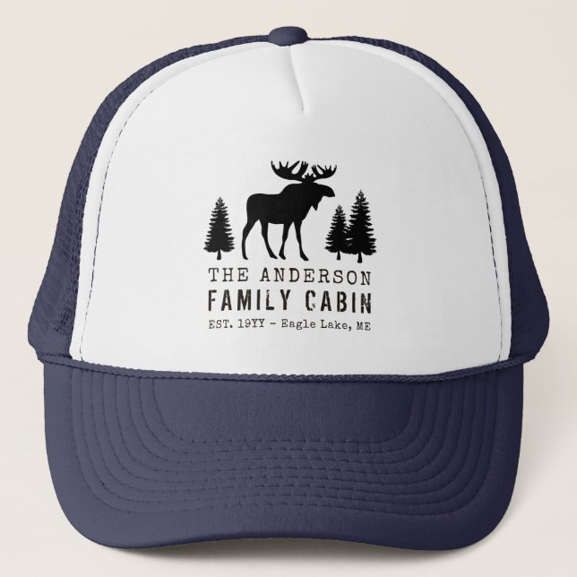 Casquette Cabine de famille Silhouette de pin d'orignal rust (Devant)