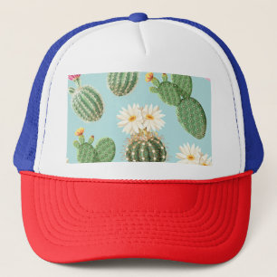 Casquette Cactus, fleurs roses : décor clair