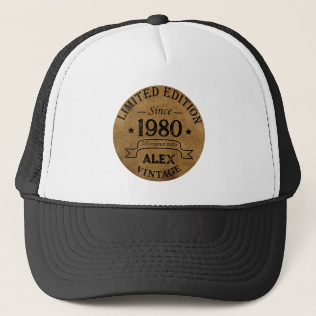 Casquette Cadeaux d'anniversaire vintages personnalisés (Devant)