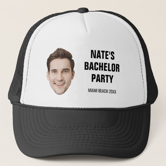 Casquette Cadeaux de fête de Bachelor du marié avec visage p (Devant)