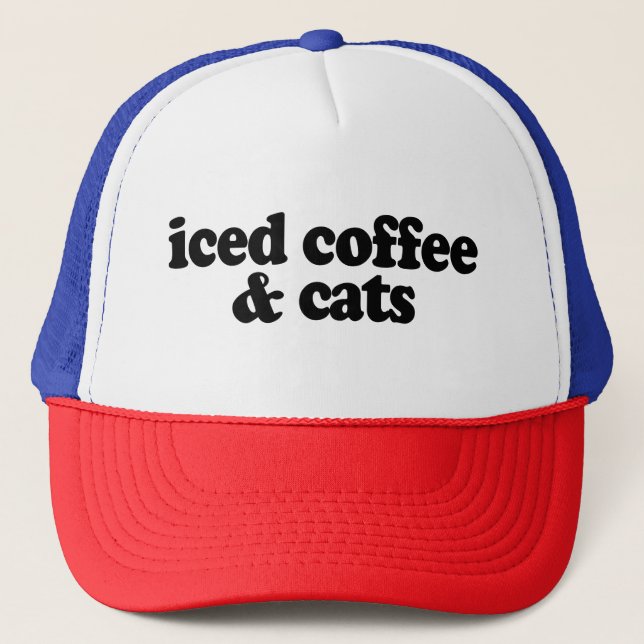 Casquette café glacé et chats (Devant)