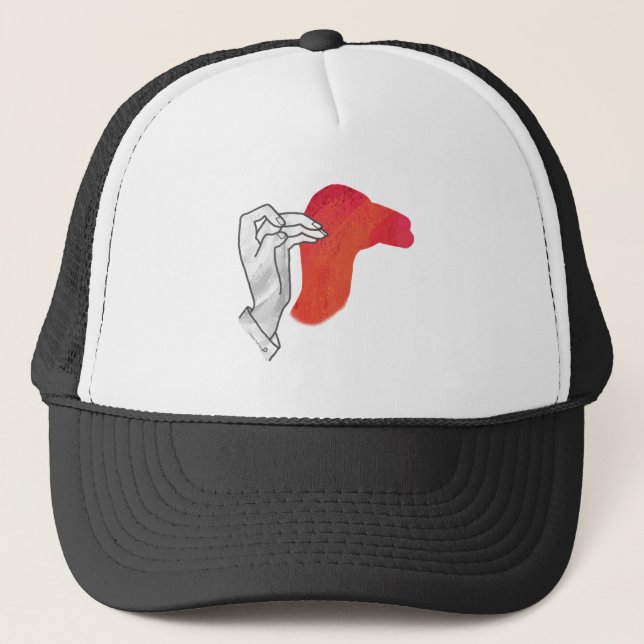 Casquette Camion Silhouette Main Rouge (Devant)