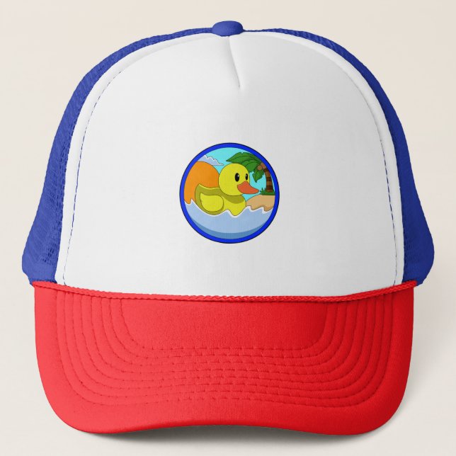 Casquette Canard sur la plage avec palmiers.PNG (Devant)