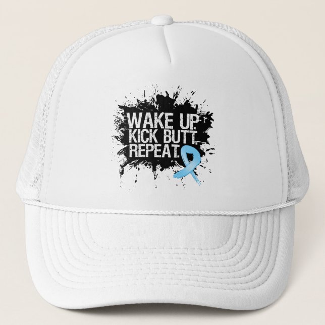 Casquette Cancer de la prostate Réveillez-vous...Bouton...Ré (Devant)