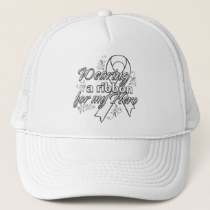 Casquette Cancer de poumon portant un ruban pour mon héros