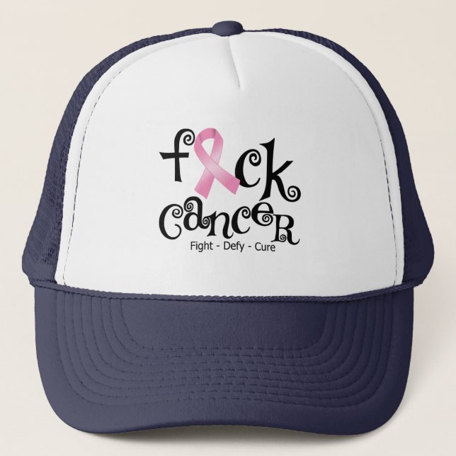 Casquette Cancer du sein de F*CK (ruban rose) (Devant)
