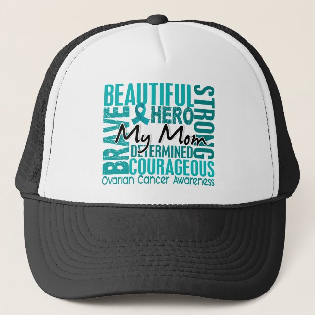 Casquette Cancer ovarien de maman carrée d'hommage (Devant)