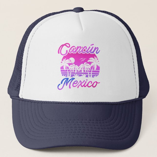 Casquette Cancun Mexique Palm Trees Retro Voyage Souvenirs (Devant)