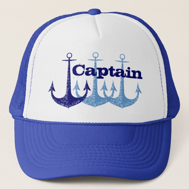 Casquette Capitaine bleu d'ancre, garçon personnalisé (Devant)